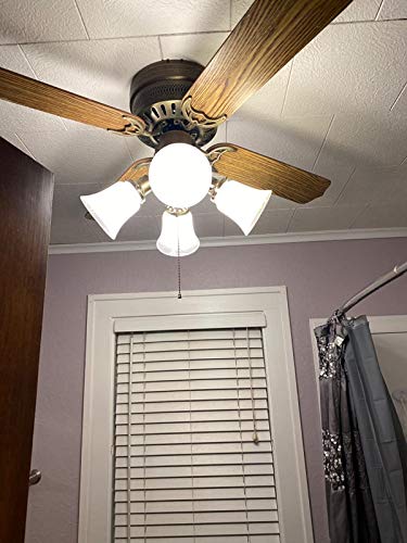 Image of Ceiling Fan Light Covers, Transitional Style Bell Frosted Shade, Milky Scavo Glass Alabaster Shade, Perfect Ceiling Fan Globes Replacement Glass Accessories, Standard 2-1 /8 inch Fitter Size, Pack of 4
