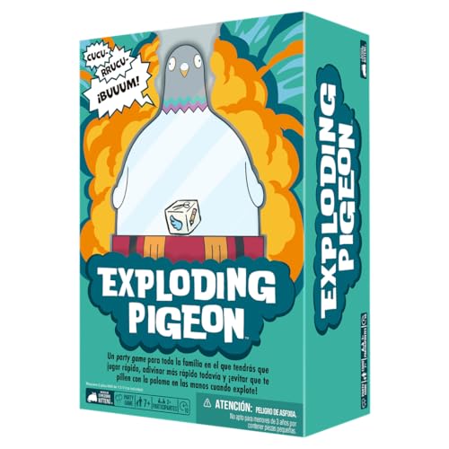 Exploding Kittens Exploding Pigeon, Un Party Game para Toda la Familia, A Partir de 7 Años, A Partir de 3 Jugadores, 10 Minutos por Partida, Español