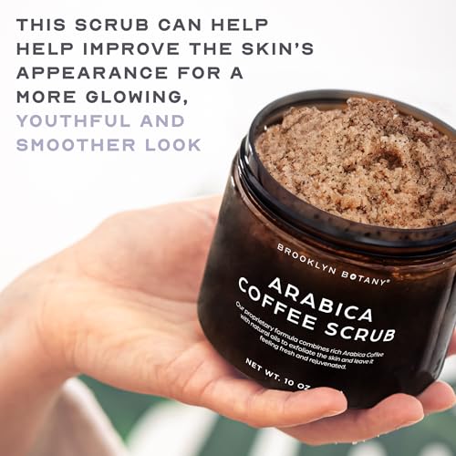 Image of Brooklyn Botany Arabica Coffee Body Scrub - Moisturizing and Exfoliating for Body, Face, Hand, Foot - Fights Stretch Marks, Fine Lines, Wrinkles - Great Gifts for Women & Men - 10 oz