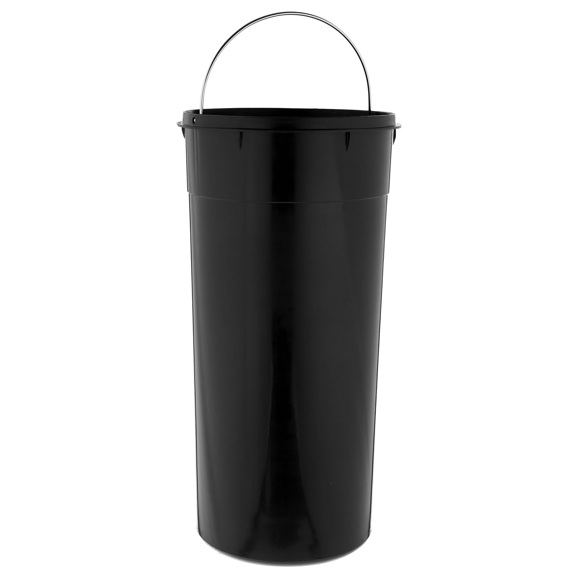 Cubo de basura con pedal, redondo, 30 Litros, tapa de bambú, 60 cm. alto