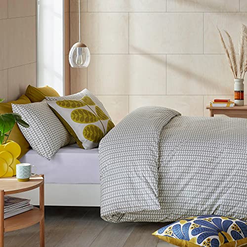 Ashley Wilde Orla Kiely Tiny Stem Light Cool Grey 100% Cotton Bedding (Super King Duvet Cover 260cm x 220cm)