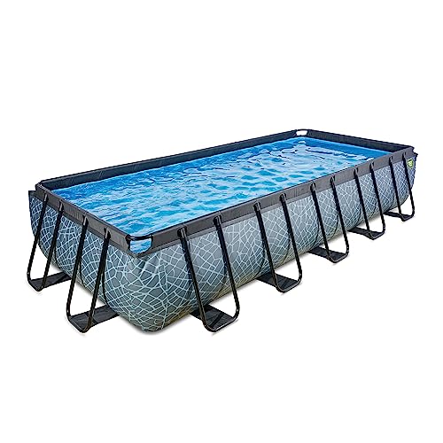 EXIT TOYS Piscine Hors Sol Tubulaire Rectangulaire 540 x 250 x 100 cm avec Pompe Filtrante – pour Familles et Enfants – Cadre en Acier – TÜV CE en 16582...