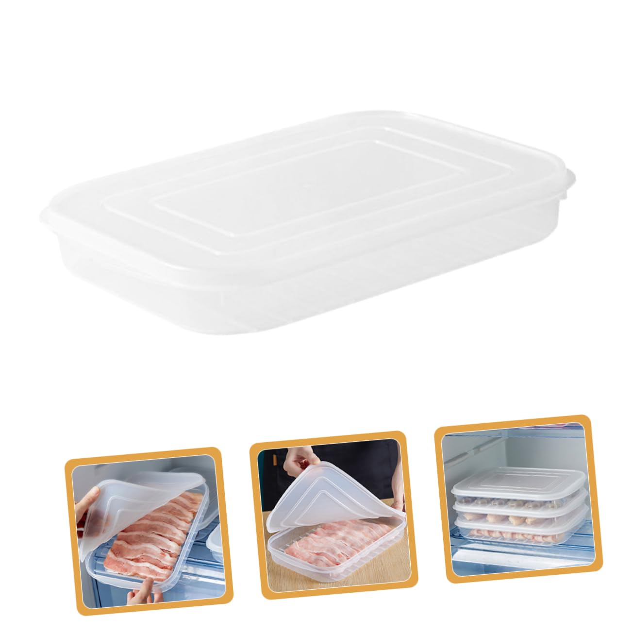 BESTYASH 4 Stück Frischhalteboxen aus Kunststoff für Kühlschrank zur Aufbewahrung von Fleisch und Fisch Luftdicht und Stapelbar Leichte Beschaffenheit für Bessere Frische