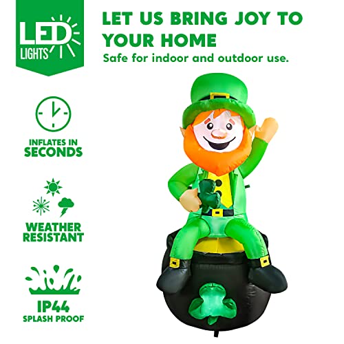 Joiedomi 6FT St Patrick Sitting Leprechaun Inflatable for Yard Garden Decorations, Indoor and Outdoor Theme Party Decor, Yard, Garden, Lawn Decor with LED Light Build-in by Joiedomi - Image 3
