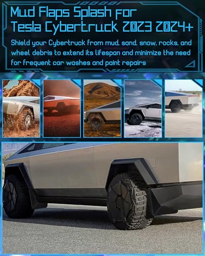 Image of Cybertruck Mud Flaps Mud Splash Guards for Tesla Cybertruck Accessories, OEM Style Mudguard Protection with Hardware, All-Weather Front and Rear Wheel Mudflaps for Cyber Truck 2024, 4 Pcs