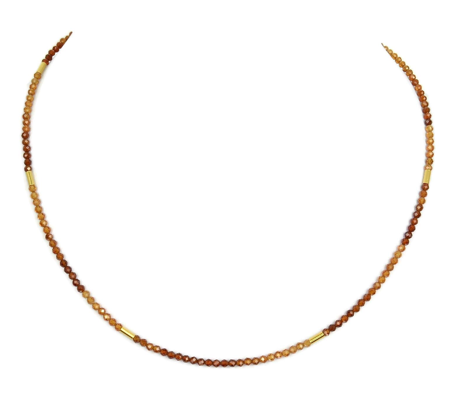 Hessonit Kette - zarte Granat Halskette - 925 Silber vergoldet