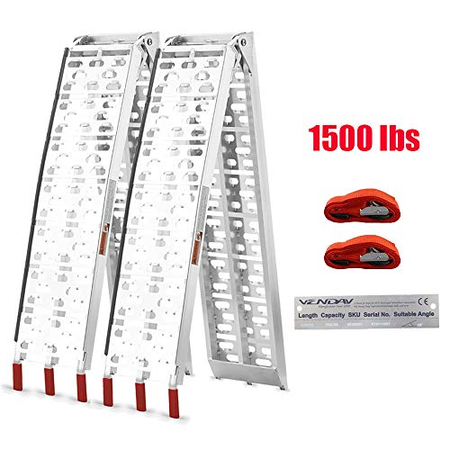 VENDAV Motorcycle Ramp Aluminum Motorcycle Carrier 2pc Folding Loading Ramps 7.5FT ATV Ramps