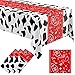 Oudain 3 Pack Western Party Tablecloth Bandana Table Cover Plastic Tablecloth Rectangle Cow Tablecloth for Cowboy Themed Birthday Party Decorations Supplies, 108 x 54 Inch