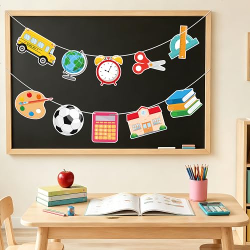 Image of Back To School Banner First Day of School Banner Paper Garland Decorations for Teacher Preschool Office Home Classroom Decor Photo Backdrop Party Favors