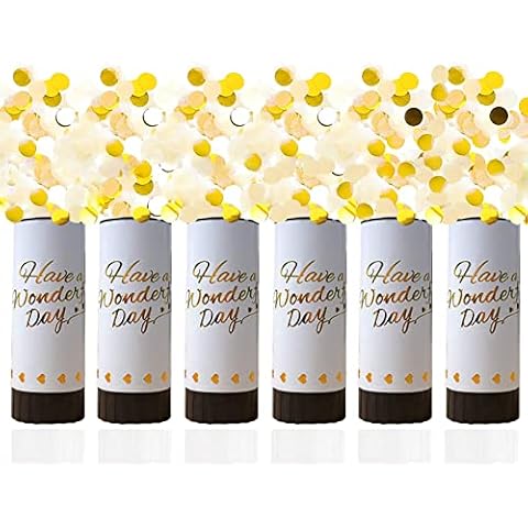 White Confetti Cannon, 6 Pack Mini Party Poppers Shooters Party Confetti Cannon Biodegradable Confetti for Wedding Kids Birthday Wedding Party Supplies Cover