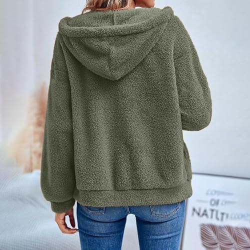 Sherpa Fleece Jacket Women Hooded Zip Coat Pockets Casual Winter Daily Wear - image 9