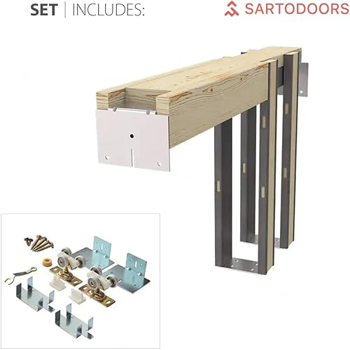 Miniatura 2 de SARTODOORS Panel Lite - Puerta de bolsillo de 24 x 80 pulgadas con marcos, color blanco mate Lucía 22 con vidrio opaco esmerilado, kit de herrajes