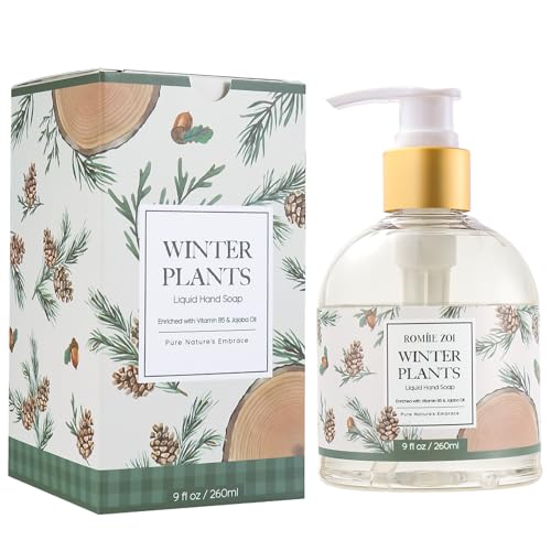 ROMIIE ZOI Christmas Liquid Hand Soap with Gift Box - Winter Plants, Infused with Winter Pine Scent - 260ml/ 9 fl.oz