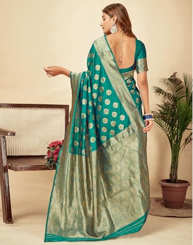 Image of SIRIL Women's Banarasi Soft Silk Saree Pure Silk with Unstitched Blouse Piece