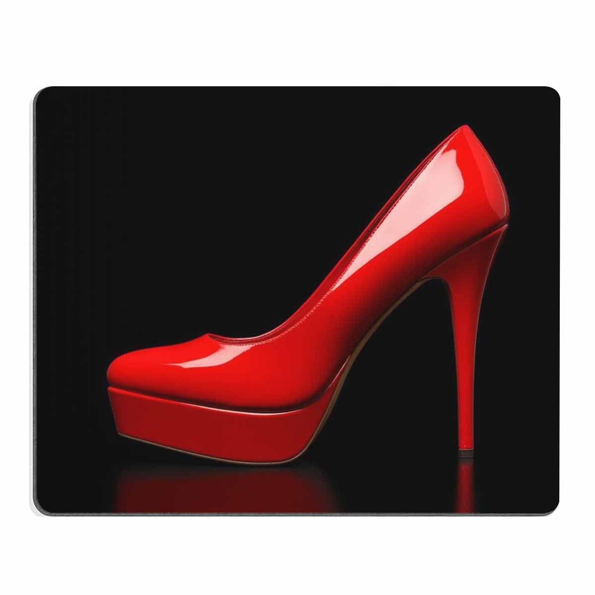 pingpi Women Mouse Pad Custom,Red High Heels in Black Mouse pad Mousepad Nonslip Rubber Backing 9.5 X 7.9 Inch (240mmX200mmX3mm)