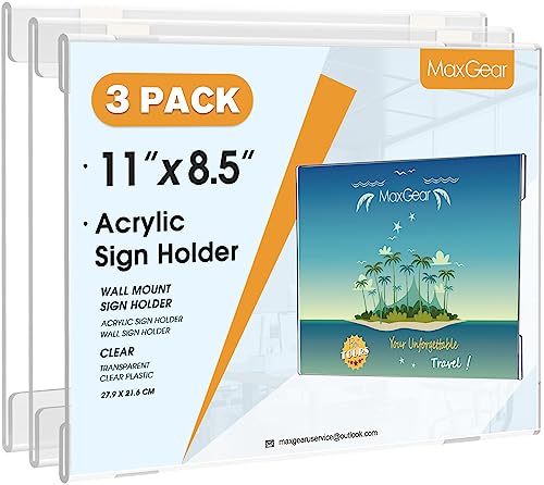 MaxGear Clear Acrylic Wall Mount Sign Holders #TOP10