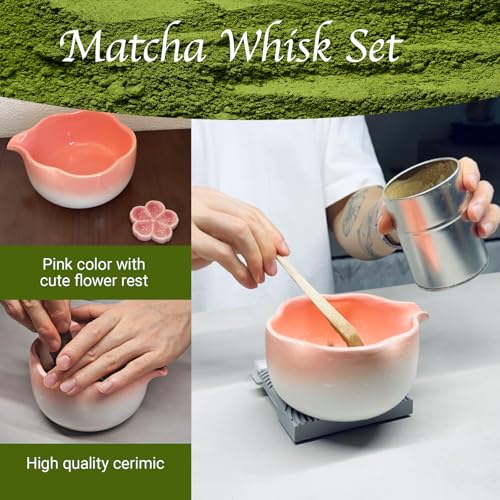 Nalexmi 10 Sets Matcha with Whisk, Matcha Bowl with Whisk Holder and Spoon Rest All In One Bag, Sakura pink and Green, Perfect for Enthusiasts, Gift-giving by Nalexmi - Image 6