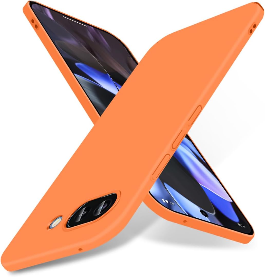 Super Thin Case for Google Pixel 9a, Ultra Slim Anti-Scratch Skin-Friendly Hard PC Cover [Silky Touch & Matte Finish] Lightweight Minimalist for Google Pixel 9a Phone Case, Orange