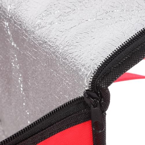 NUOBESTY Gıda için yalıtımlı termal çanta, tekrar kullanılabilir pizza taşıyıcı, dokusuz kumaş, alüminyum folyolu, 27 x 27 x 20 cm, kırmızı, deniz ürünleri ve sıcak yemekler için - Görsel 3