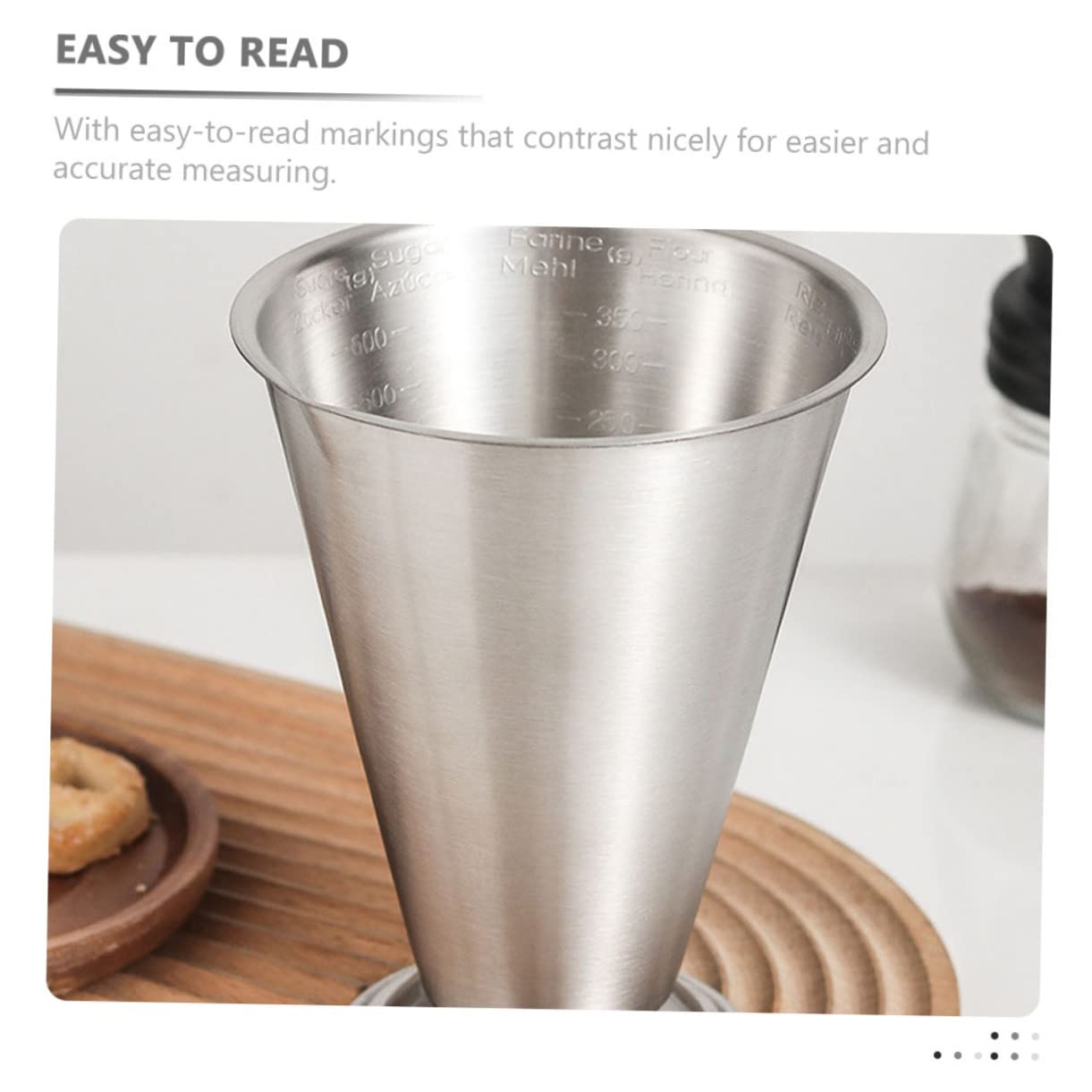 Taza Medidora Inoxidable con de Medición Utensilio de Cocina Práctico y Resistente para Arroz y para Uso Diario