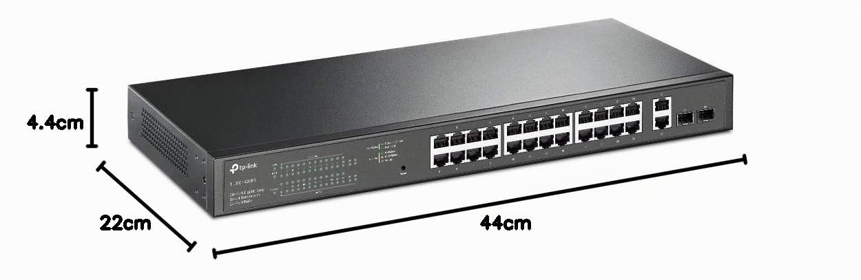 TP-Link TL-SG1428PE 28-Port Gigabit Easy Smart Switch mit 24 PoE+ Ports(2SFP Slots, 250 Watt, geschirmte RJ-45 Ports, einfache Konfiguration, ideal für kleine und mittlere Unternehmen) Schwarz