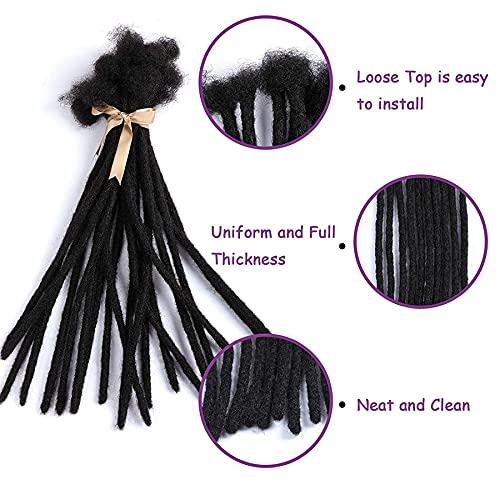 TAOYEMY Dreadlock Extension 12 inch 50 Strands 100% Real Human Hair Afro Kinky Dreadlock Extensions for Man/Women (1B - Image 3