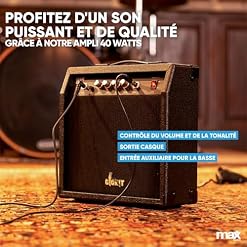 Max Gigkit Basse Electrique, Kit Complet Ampli 40 Watts, Housse, Stand, Cordes de Rechange, Accordeur, Sangle, Câble Jack et Médiators, Idéal pour Musicien Débutant ou intermédiaire – Sunburst - Les Beatles, Paul McCartney, John Lennon, RIngo Starr, George Harrison Max Gigkit Basse Electrique, Kit Complet Ampli 40 Watts, Housse, Stand, Cordes de Rechange, Accordeur, Sangle, Câble Jack et Médiators, Idéal pour Musicien Débutant ou intermédiaire - Sunburst – Image 4
