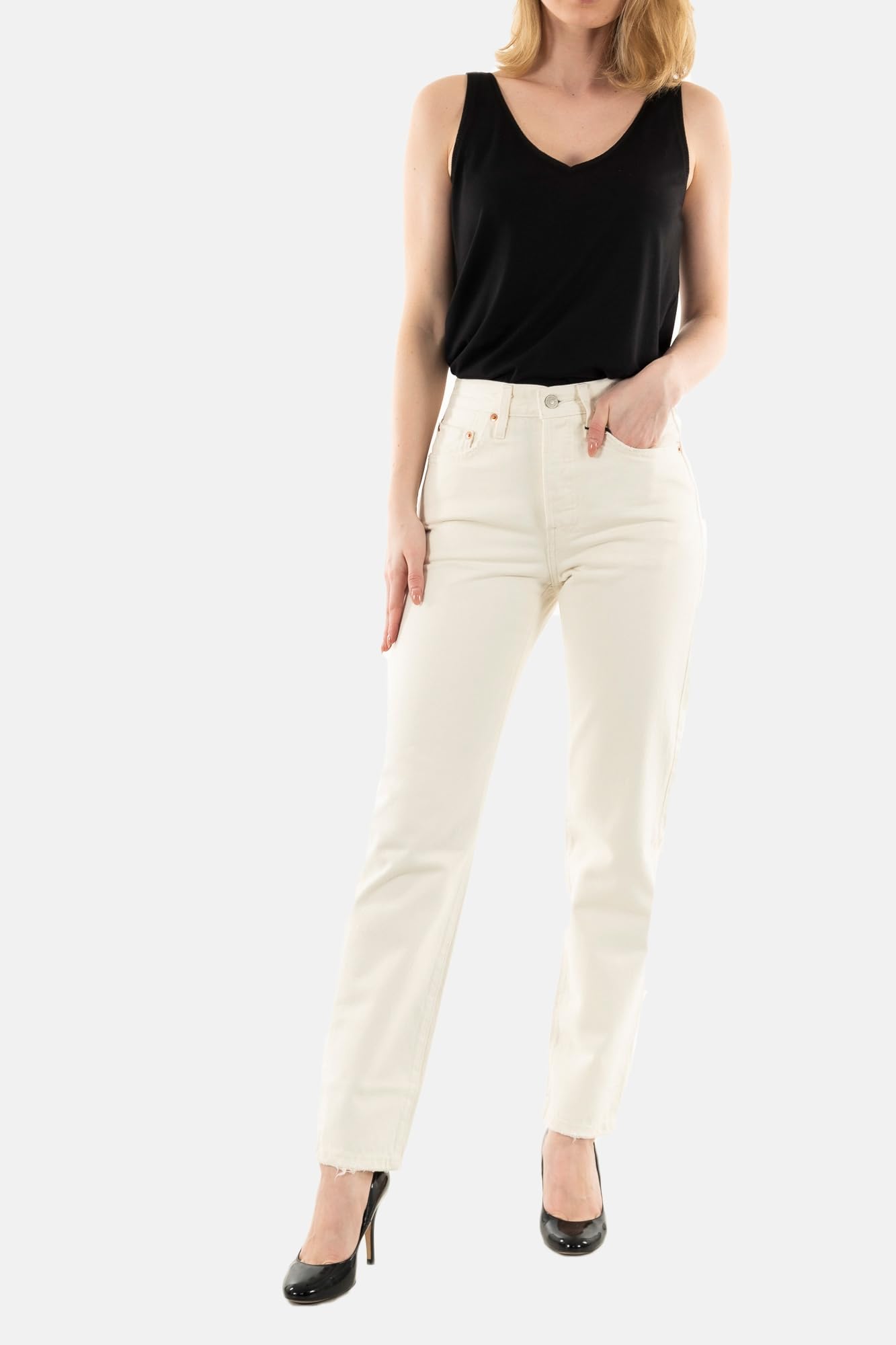 Image secondaire de Jeans Femme Levi's 501 Crop Ecru Booper No Damage