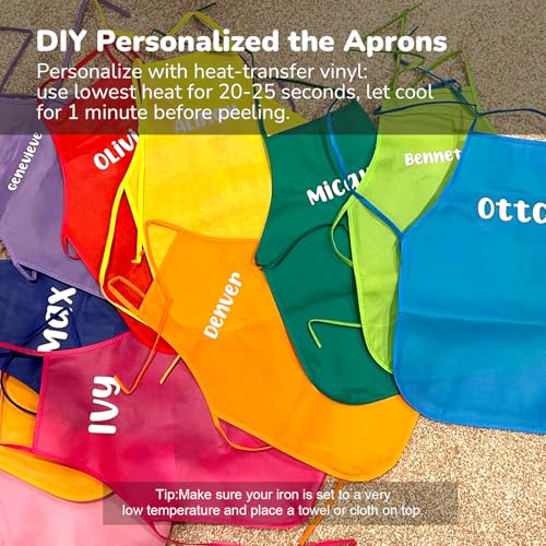 image for Caydo 12 Pieces 12 Colors Children's Artists Fabric Aprons for Kitchen