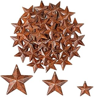 150 Pieces 3 Sizes Christmas Rustic Metal Star Mini Metal Barn Star Country Rusty Barn Star Vintage Metal Star Antique Vintage Star for Independence Day Farmhouse Home Door Wall Decor Party Supplies