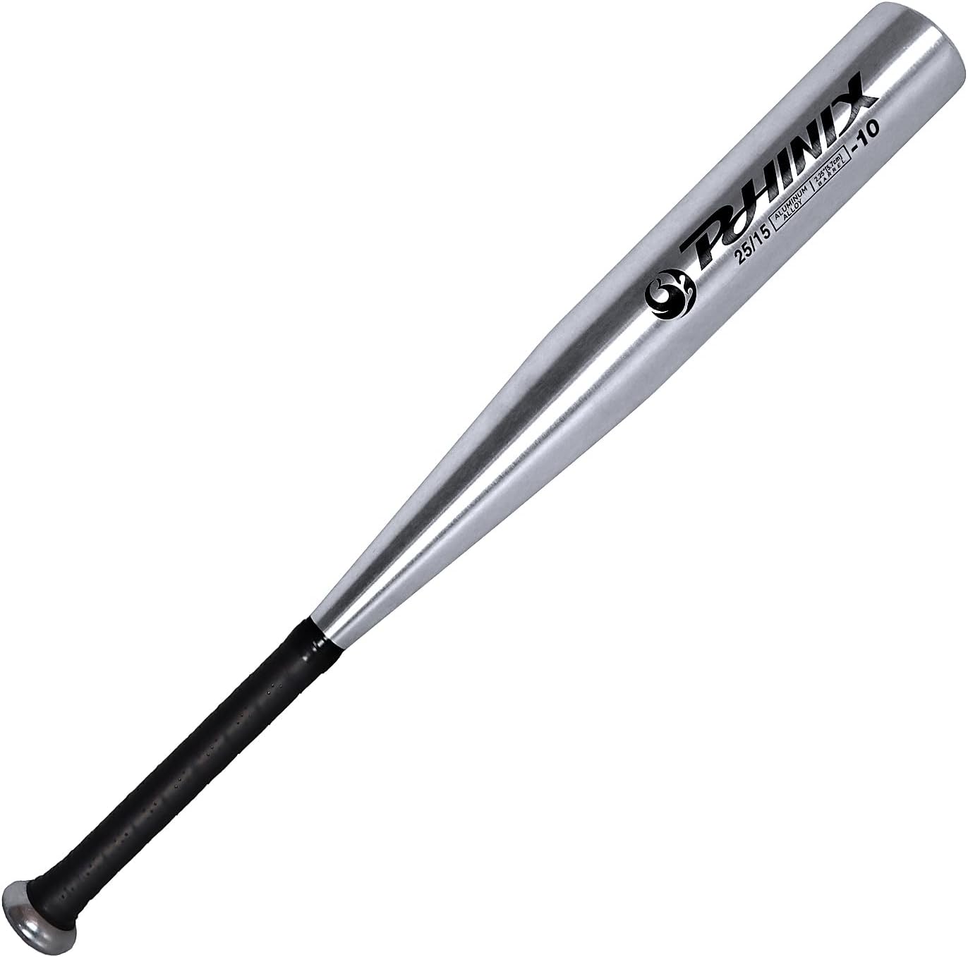 PHINIX -10 Aluminum Alloy Tball Bat, Youth Baseball Bat 25 Inch, 2 1/4 inch Barrel (Silver, 25 Inch)