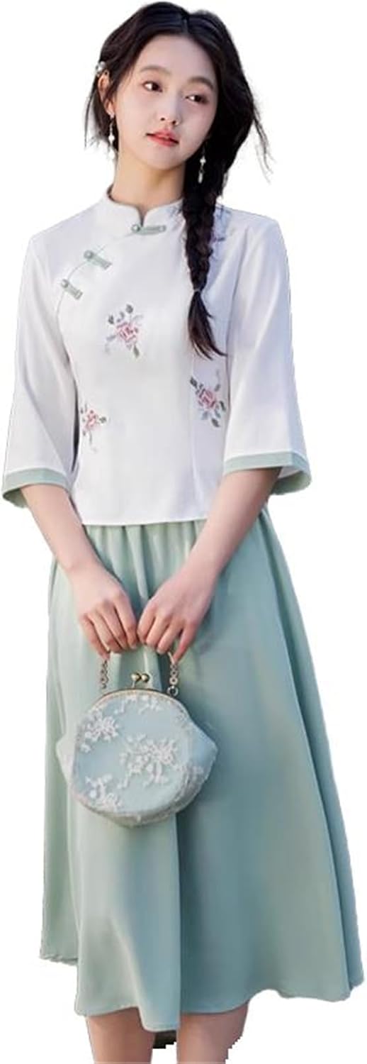 Women's Shirt Tang Suit with Chinese Cheongsam for Spring Blouse