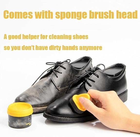 Image of Leather Repair Cream Liquid Shoe Polish, Liquid Shoe Shine, Natural Cream Leather Shoe Polish, Protects Leather from Scuffs and Scratches, Shoe Care Shoe Cream with Sponge (Black)