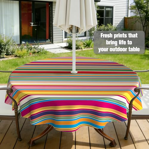 owbgsdh Outdoor Tablecloth with Umbrella Hole and Zipper, Waterproof Patio Table Covers, Round 60" x 60" by owbgsdh - Used condition - Image 4