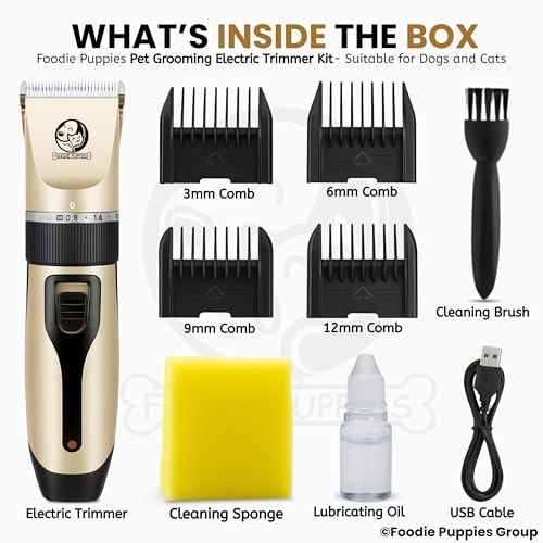 Image of Foodie Puppies Rechargeable Cordless Electric Hair Trimmer Grooming Set, Professional Dog Hair Trimmer Long Short Hair Shaver for Small, Medium & Large Dogs, Cats (Trimmer Kit)