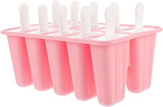 OUNONA Molde De Silicona Para Helado Con Cavidades Reutilizable Fácil De Limpiar y Portátil Molde Práctico Para Polos y Cubitos De Hielo Color Rosa Para Hacer Paletas Verano