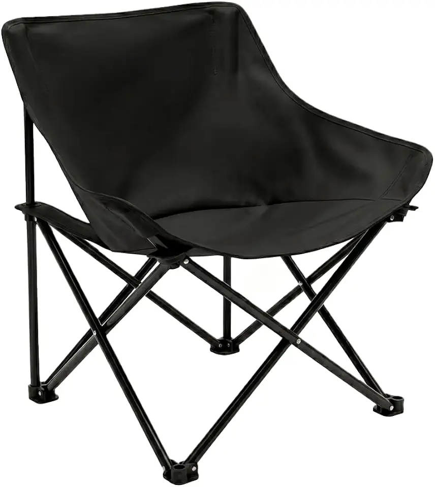 Cadeira De Praia Dobrável Portátil Preta Com Estrutura Em Metal Reforçado E Tecido Oxford Resistente - Ideal Para Camping Pesca Trilhas E Lazer