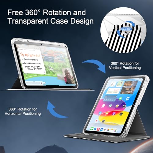 Coque pour iPad 11e génération et A16 2025 à rayures avec rotation 360 - 6