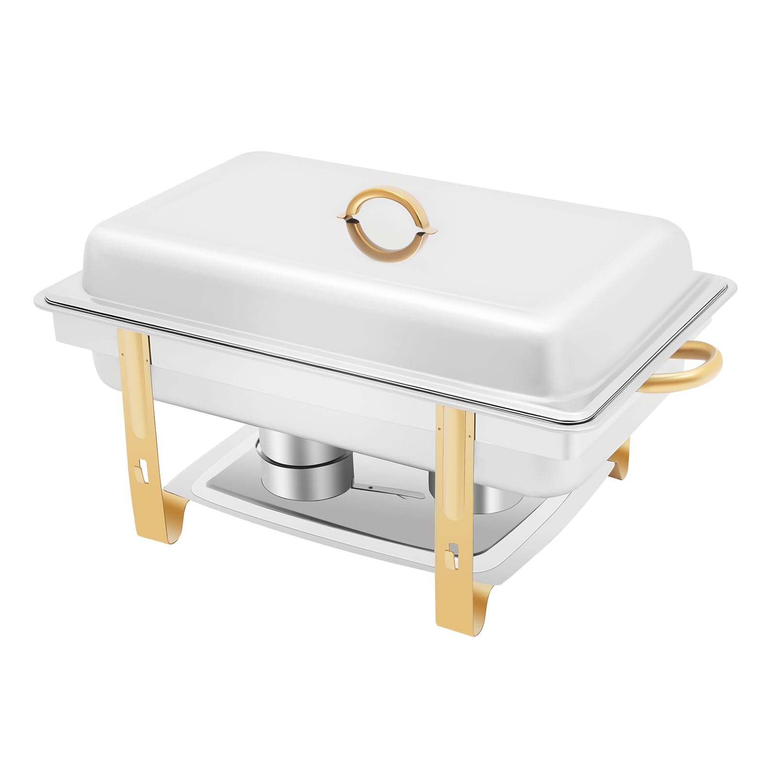 Chafing Dish, Piatto Termico Scaldavivande, Pietanziera Termica per Alimenti, in Acciaio Inox, Professionale, Contenitore Termico con Coperchio, per Catering, Buffet e Feste
