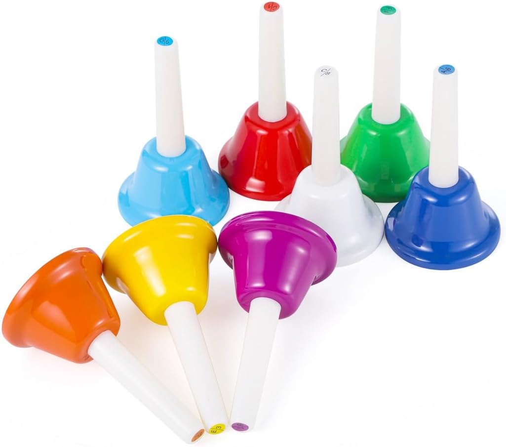 8 Note Hand Bells Set For Kids, Colorful Diatonic Musical Bells For Music Education, Parties, And Festivals