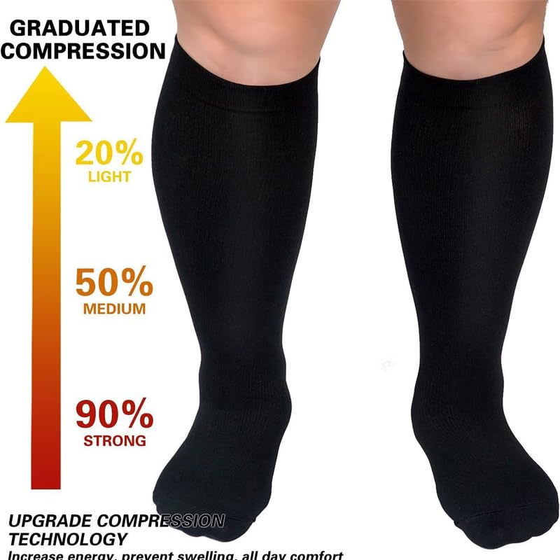 Everstride Compression Socks for Women Wide Calf, Plus Size, 2XL/3XL/4XL, 3/5 Pair4