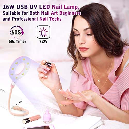 Xttnbm Usb Uv Led Nail Lamp 16W Mini Nail Lamp Dryer For Gel Nails, 8 Uv/Led Beads, Flexible Gooseneck Cord, 60S Curing Time, Portable Gel Nail Polish Uv Led Nail Light For Travel And Home Nail Art #TOP3