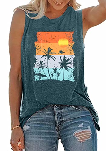 MOUSYA Summer Tank Tops Women Sequin Palm Tree Shirt Striped Spaghetti Strap Crop Cami Y2K Aesthetic Sleeveless Tops2
