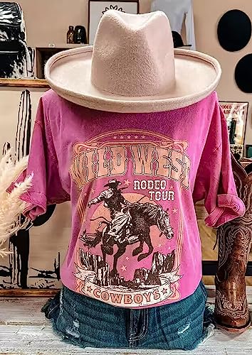 Wild West Cowboy T Shirt Women Vintage Rodeo Shirts Cowboy Graphic Tee Oversized Country Music Short Sleeve Tops2