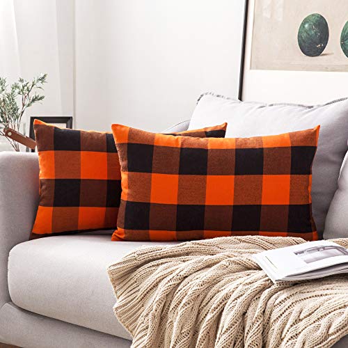 MIULEE-Fall-Halloween-Pack-of-2-Buffalo-Check-Farmhouse-Checker-Plaids-Accent-Throw-Pillow-Covers-Polyester-Linen-Outdoor-Cushion-Case-for-Sofa-Couch-Orange-and-Black-12-x-20-Inch-30-x-50-Cm MIULEE Fall Halloween Pack of 2 Buffalo Check Farmhouse Checker Plaids Accent Throw Pillow Covers Polyester Linen Outdoor Cushion Case for Sofa Couch Orange and Black 12 x 20 Inch 30 x 50 Cm