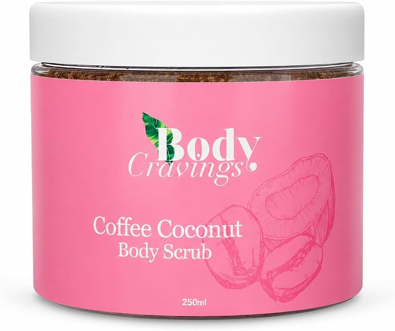Body Cravings Coffee Coconut Body Scrub 250ml | Exfoliating Body Scrub with Coffee Grounds & Coconut Oil | Moisturising Skin Polish for Soft, Smooth & Glowing Skin