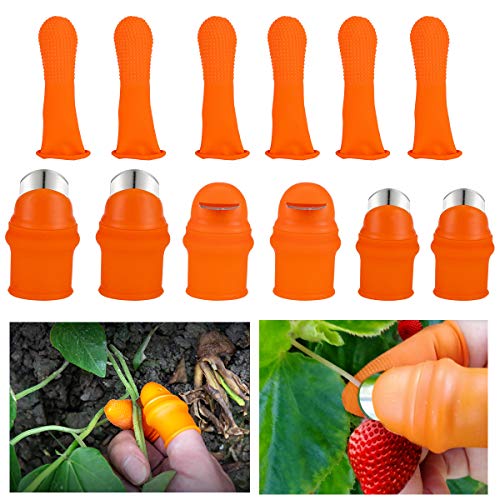 ANPHSIN 6 Sets Garden Silicone Thumb Knife Tools- Separator Finger Knife Havesting Plant