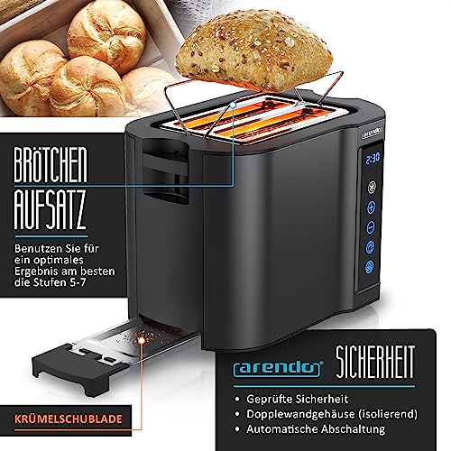 Arendo - Touch Toaster 2 Scheiben Edelstahl - Touchpanel - digital Display Restzeitanzeige - 800 W...
