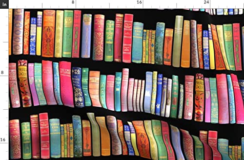 Spoonflower Fabric - Antique Books Vintage Bookshelf Victorian Novelty Retro Library Printed On Fleece Fabric By The Yard - Sewing Blankets Loungewear And No-Sew Projects #TOP1