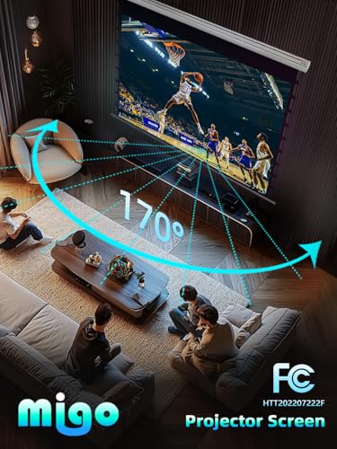 Image of Migo 120 inch Pull Down Projector Screen, Soft White Super 3.0 Gain 16:9 4K Ultra HD Tab-Tensioned Ceiling Mount Projector Screen for Long Throw or Short Throw Projector Movie Home Theater Cinema
